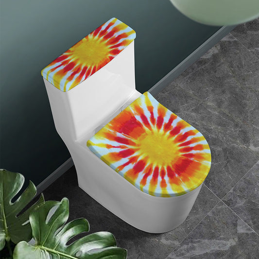 Circle Tie Dye Print Toilet Lid And Tank Cover Set