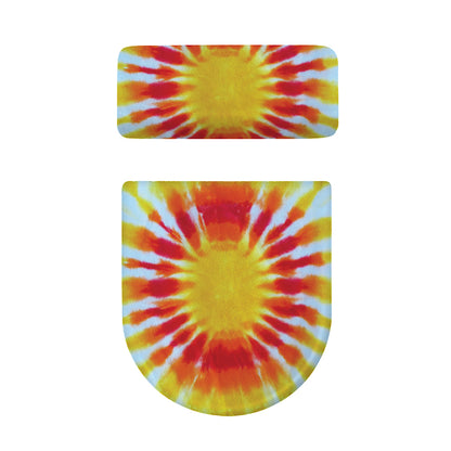 Circle Tie Dye Print Toilet Lid And Tank Cover Set