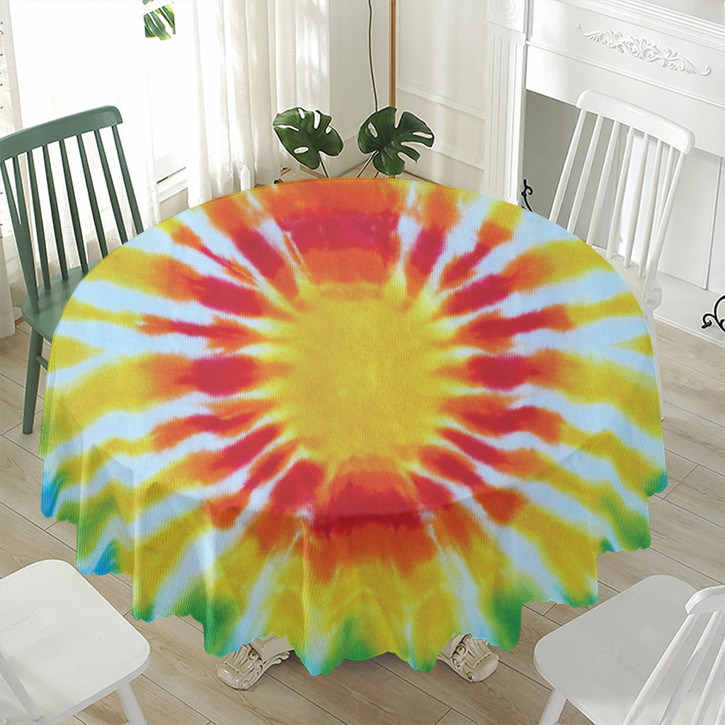 Circle Tie Dye Print Waterproof Round Tablecloth
