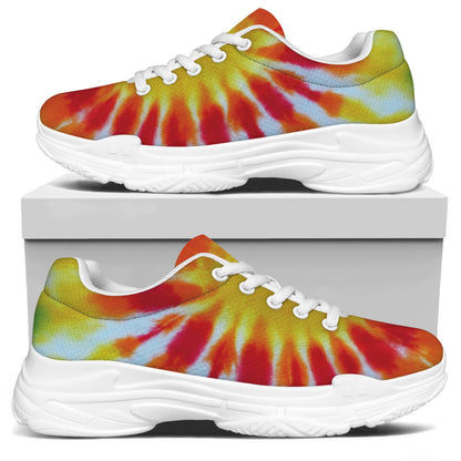 Circle Tie Dye Print White Chunky Shoes