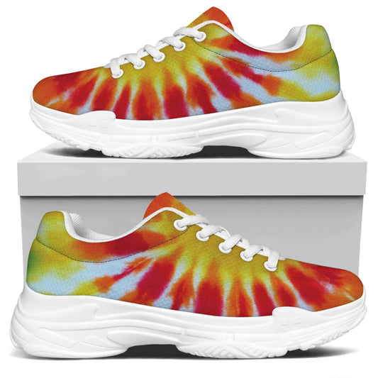 Circle Tie Dye Print White Chunky Shoes