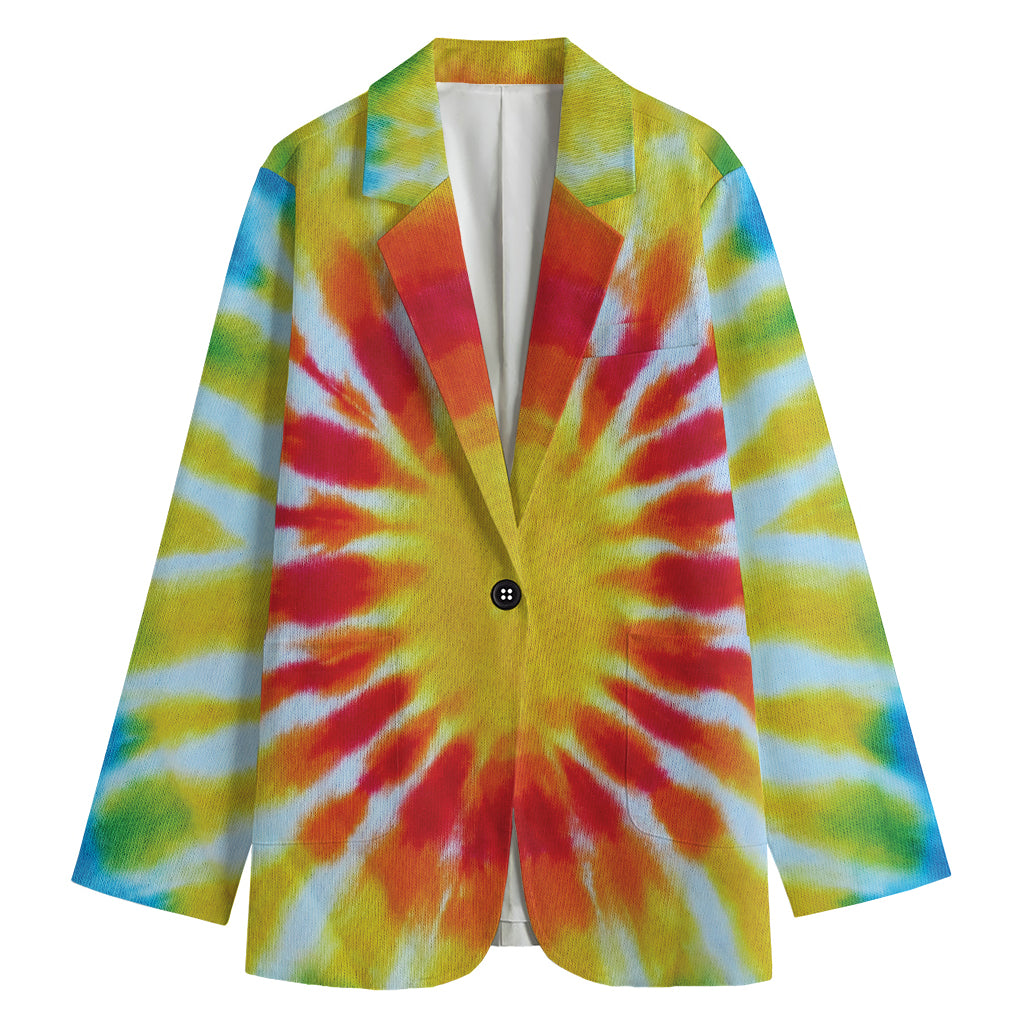 Circle Tie Dye Print Women's Cotton Blazer