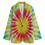 Circle Tie Dye Print Women's Cotton Blazer