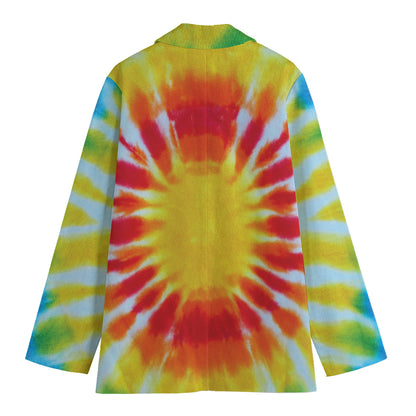 Circle Tie Dye Print Women's Cotton Blazer
