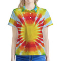 Circle Tie Dye Print Women's Polo Shirt