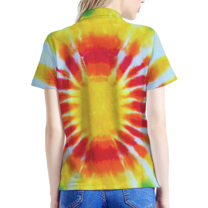 Circle Tie Dye Print Women's Polo Shirt