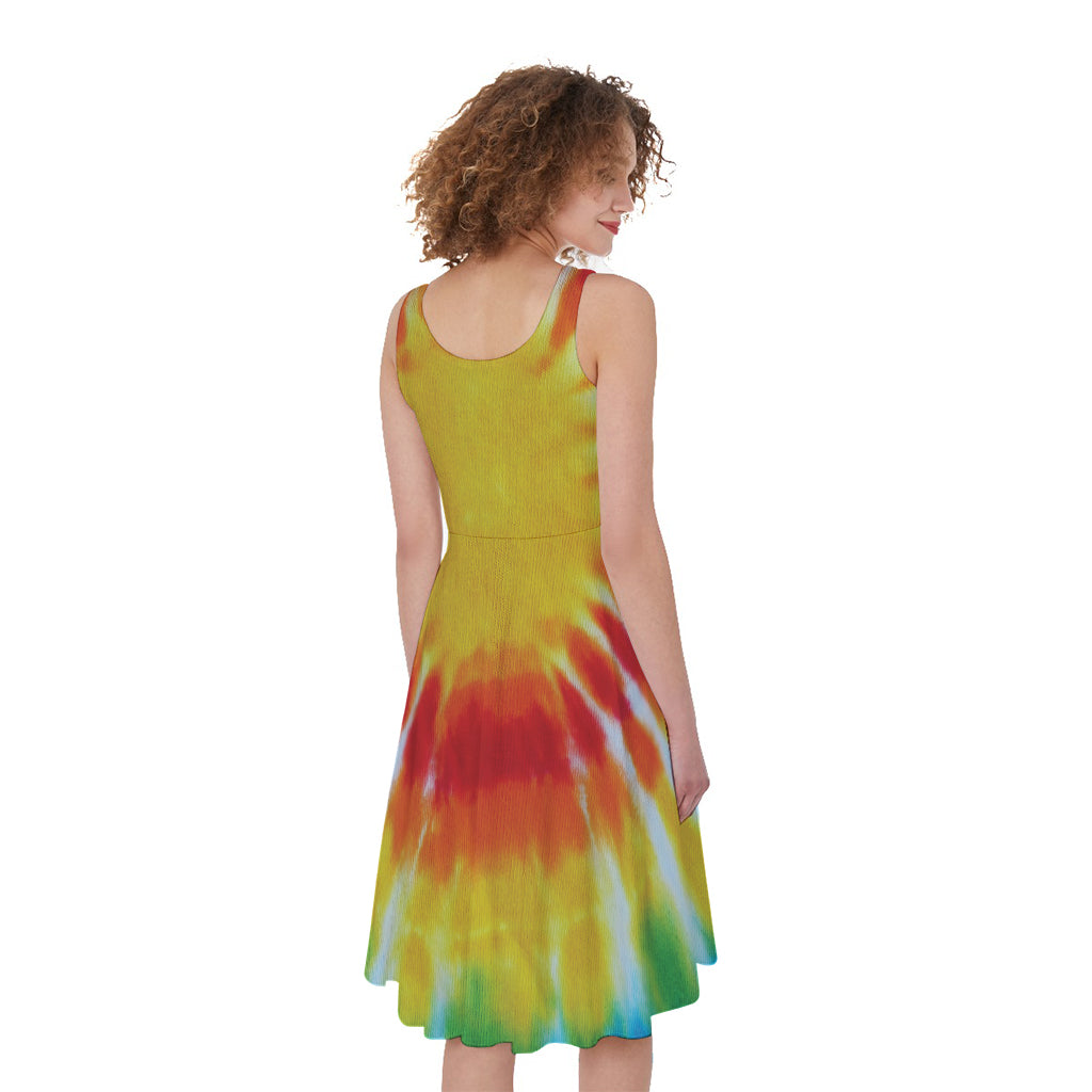 Circle Tie Dye Print Women's Sleeveless Dress