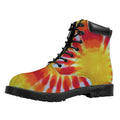 Circle Tie Dye Print Padded Collar Lace Up Boots