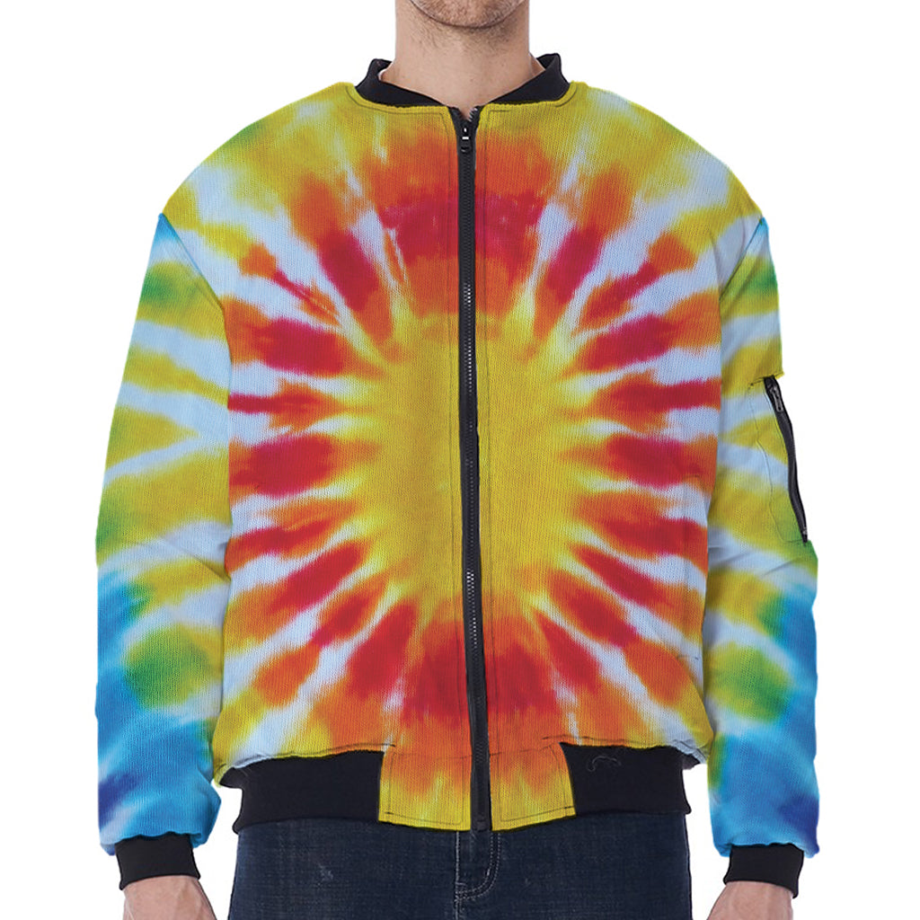 Circle Tie Dye Print Zip Sleeve Bomber Jacket