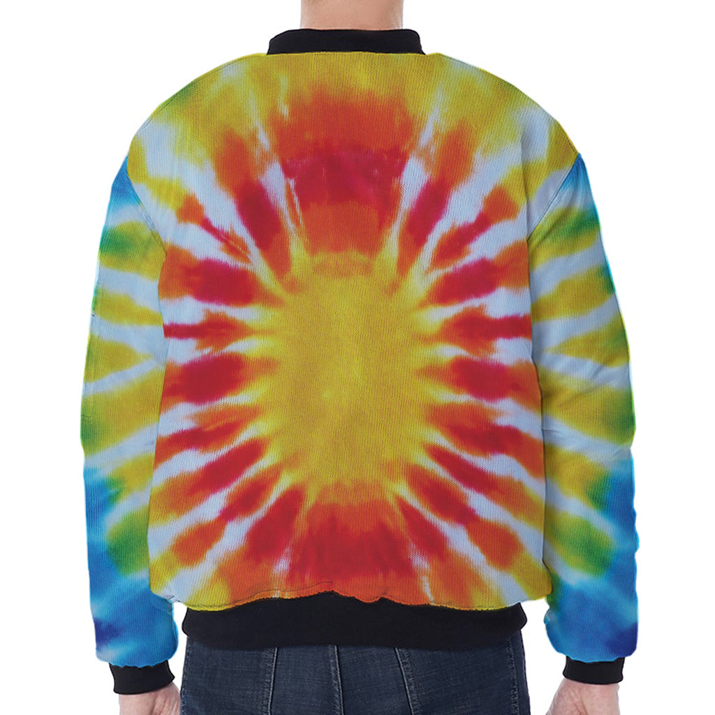 Circle Tie Dye Print Zip Sleeve Bomber Jacket