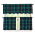 Clan Campbell Tartan Pattern Print 3 Piece Kitchen Curtains
