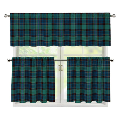 Clan Campbell Tartan Pattern Print 3 Piece Kitchen Curtains