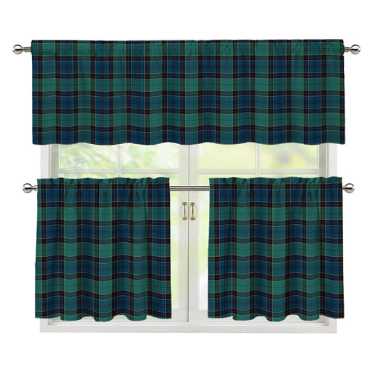 Clan Campbell Tartan Pattern Print 3 Piece Kitchen Curtains