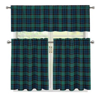 Clan Campbell Tartan Pattern Print 3 Piece Kitchen Curtains