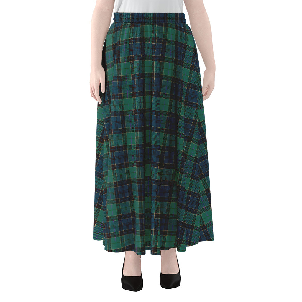 Clan Campbell Tartan Pattern Print Chiffon Maxi Skirt