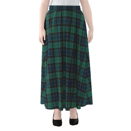 Clan Campbell Tartan Pattern Print Chiffon Maxi Skirt