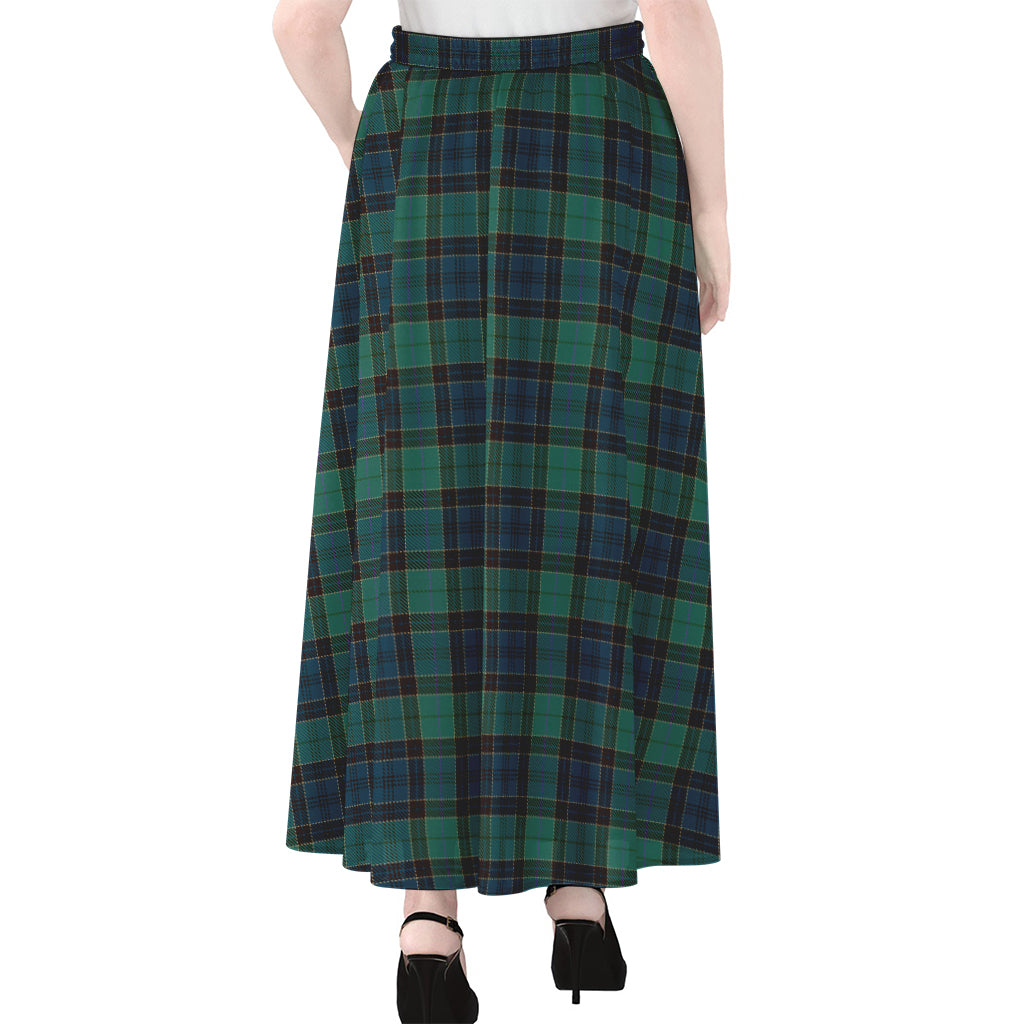 Clan Campbell Tartan Pattern Print Chiffon Maxi Skirt