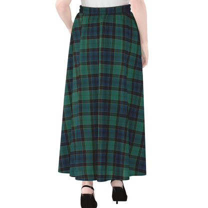 Clan Campbell Tartan Pattern Print Chiffon Maxi Skirt