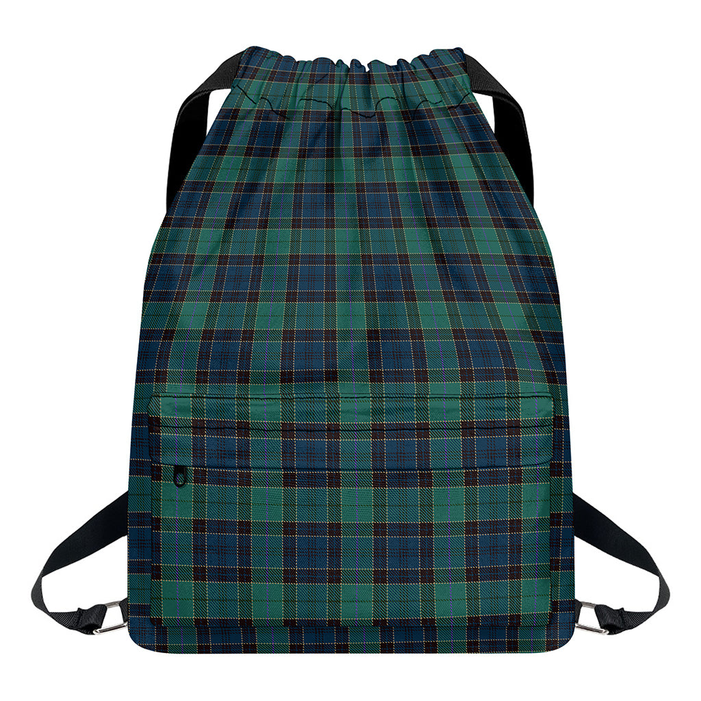 Clan Campbell Tartan Pattern Print Drawstring Backpack