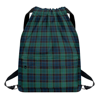 Clan Campbell Tartan Pattern Print Drawstring Backpack