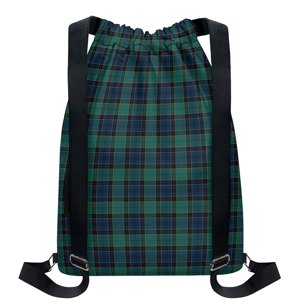 Clan Campbell Tartan Pattern Print Drawstring Backpack