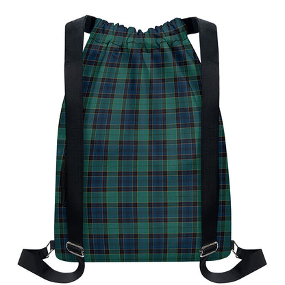 Clan Campbell Tartan Pattern Print Drawstring Backpack