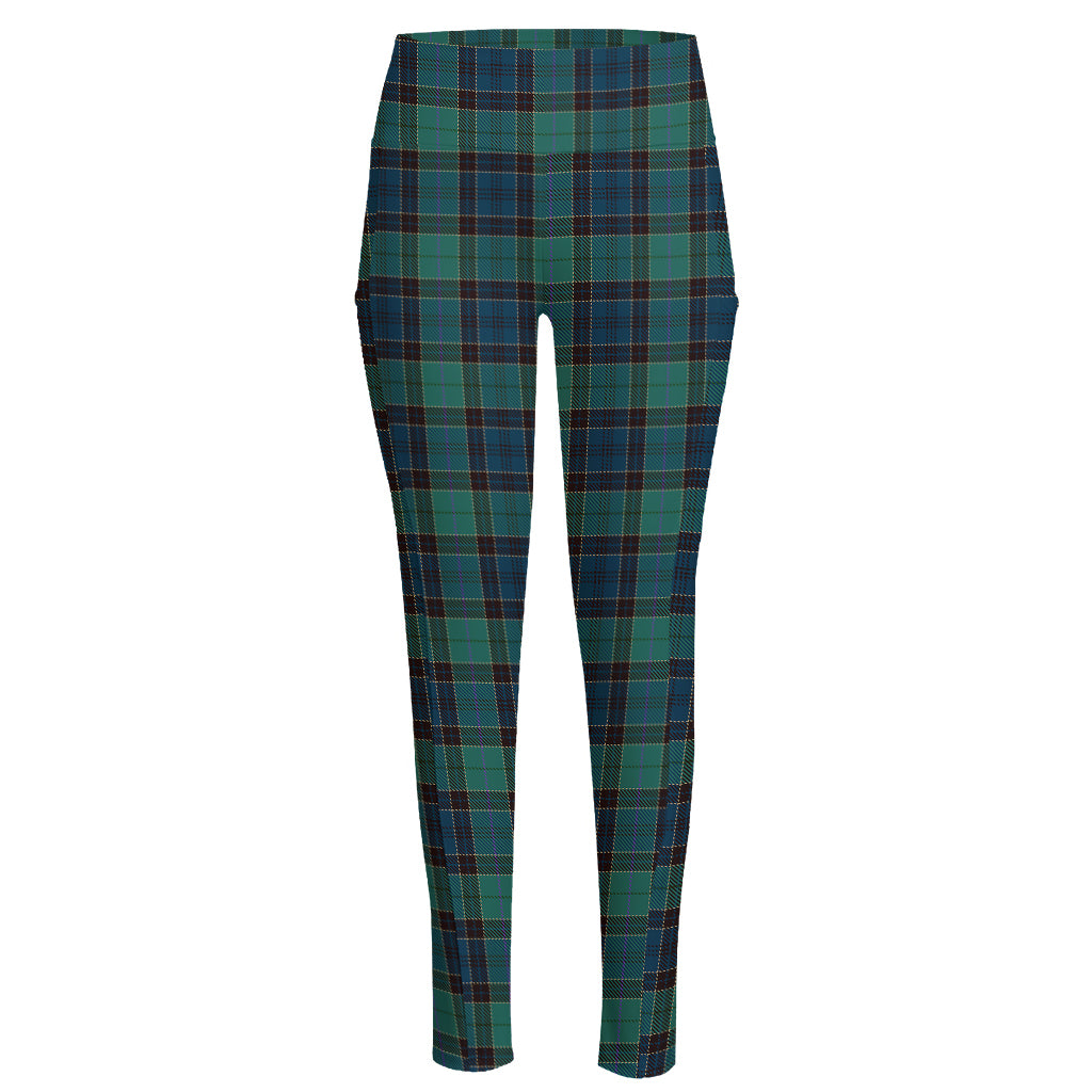 Clan Campbell Tartan Pattern Print High-Waisted Pocket Leggings