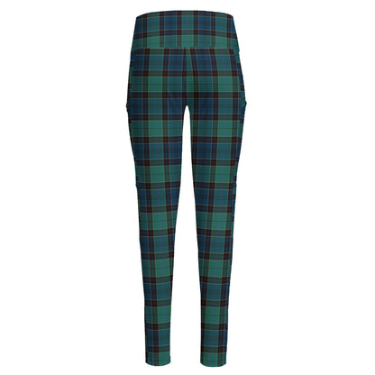 Clan Campbell Tartan Pattern Print High-Waisted Pocket Leggings