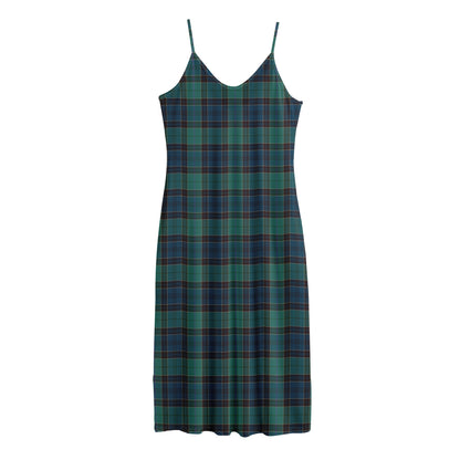Clan Campbell Tartan Pattern Print Jersey Midi Cami Dress