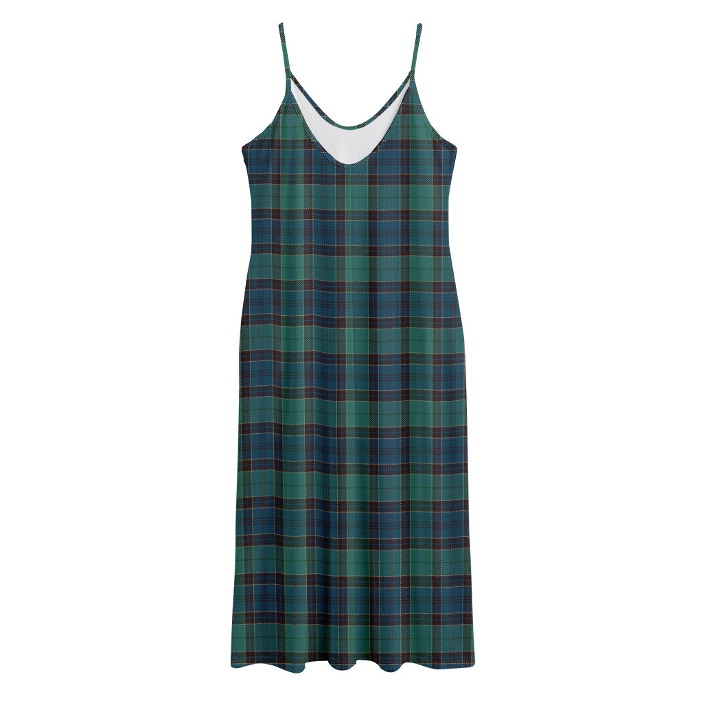 Clan Campbell Tartan Pattern Print Jersey Midi Cami Dress
