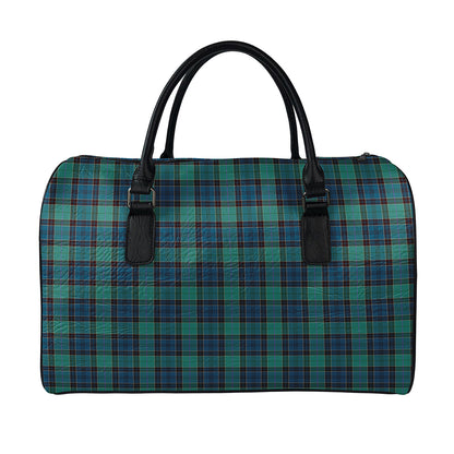 Clan Campbell Tartan Pattern Print Leather Duffle Bag