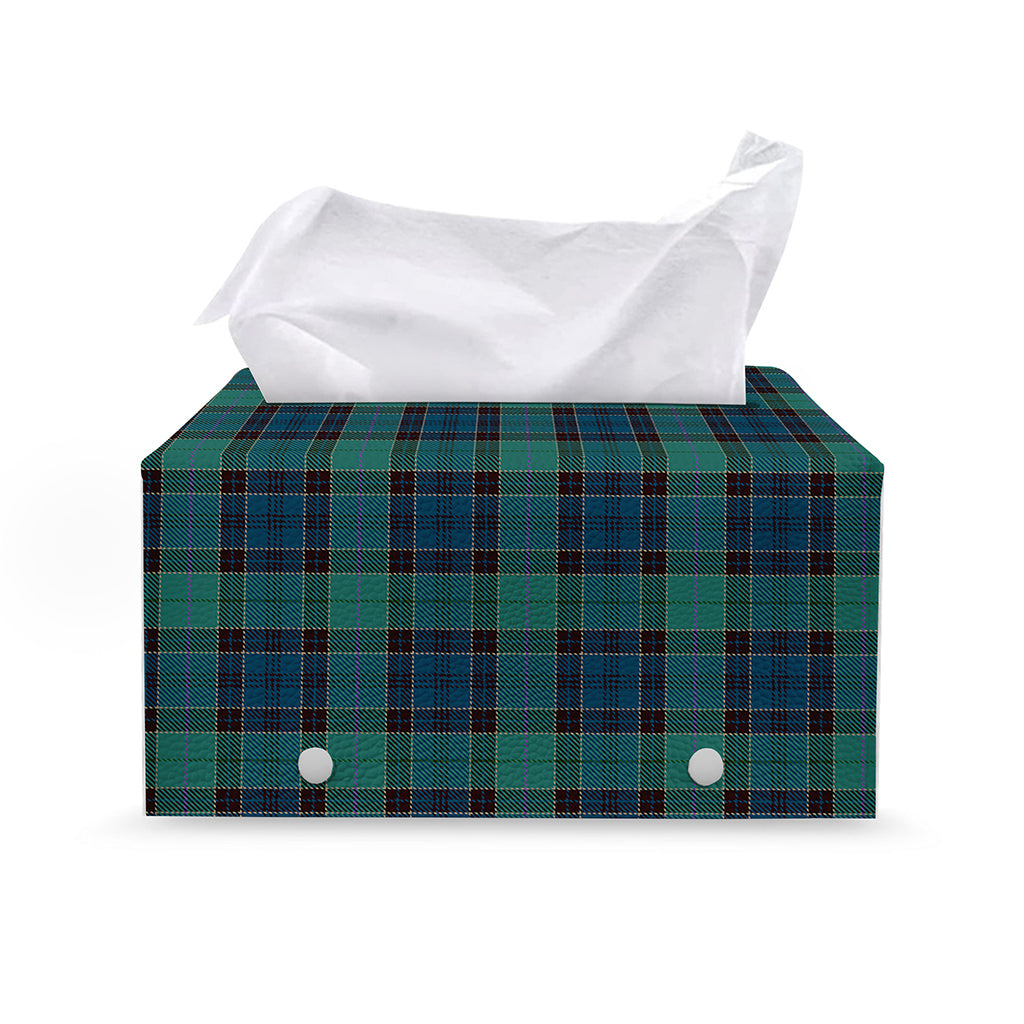 Clan Campbell Tartan Pattern Print Leather Tissue Box Cover