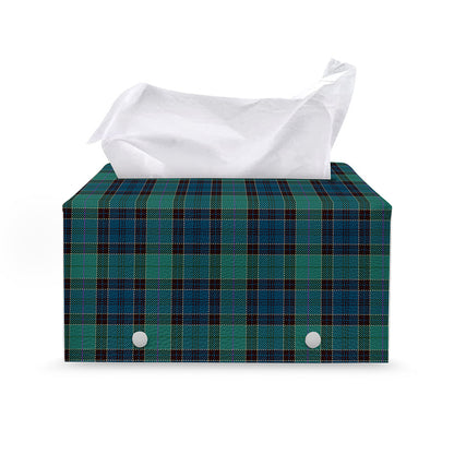 Clan Campbell Tartan Pattern Print Leather Tissue Box Cover