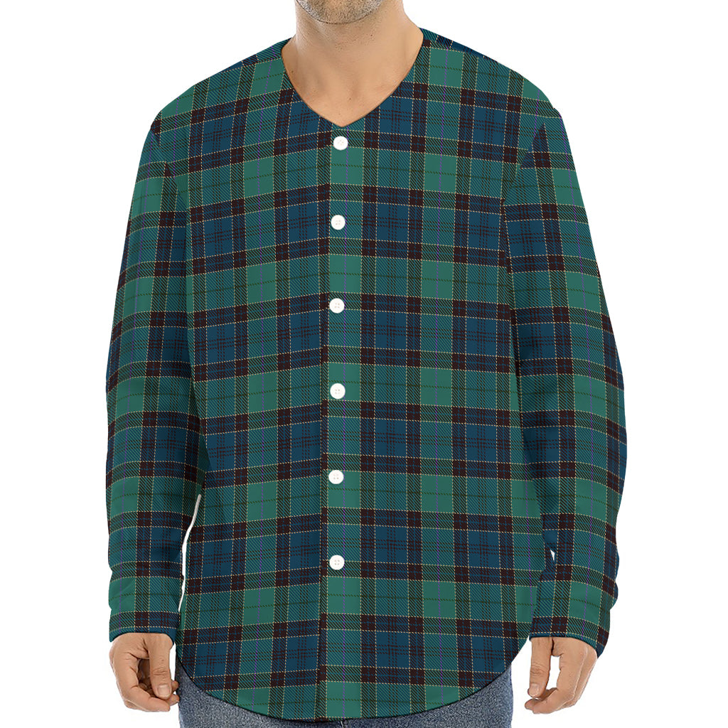 Clan Campbell Tartan Pattern Print Long Sleeve Baseball Jersey