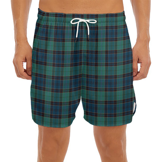 Clan Campbell Tartan Pattern Print Men's Split Running Shorts