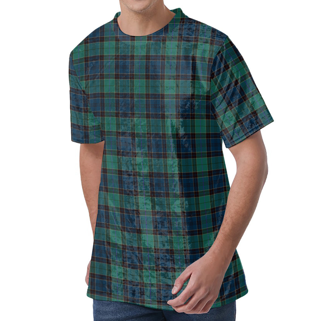 Clan Campbell Tartan Pattern Print Men's Velvet T-Shirt