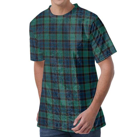 Clan Campbell Tartan Pattern Print Men's Velvet T-Shirt