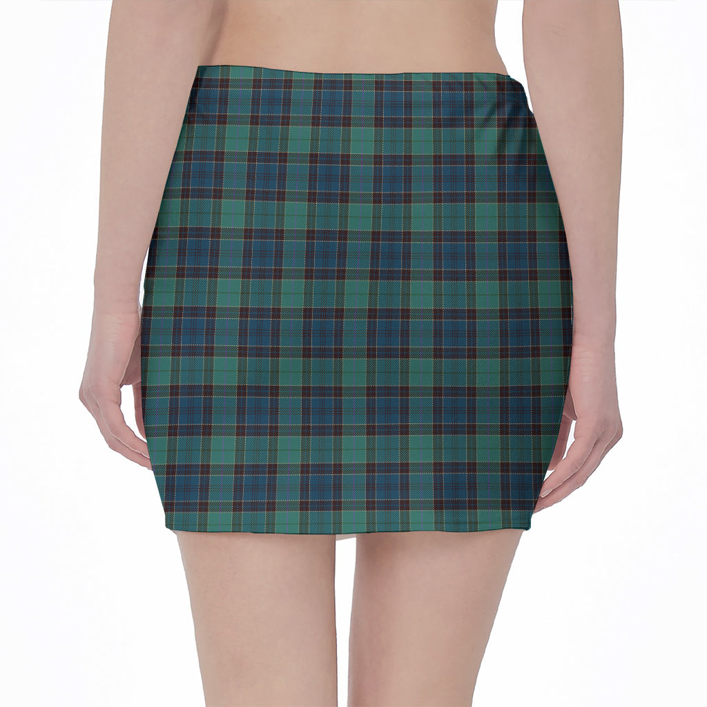 Clan Campbell Tartan Pattern Print Pencil Mini Skirt