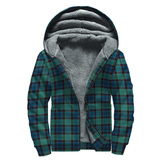 Clan Campbell Tartan Pattern Print Sherpa Lined Zip Up Hoodie