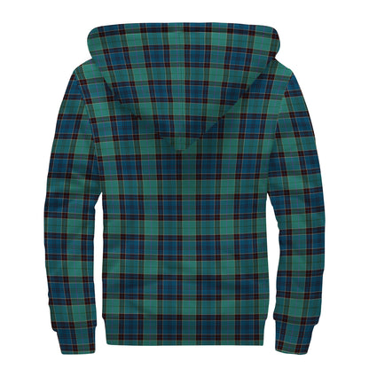 Clan Campbell Tartan Pattern Print Sherpa Lined Zip Up Hoodie