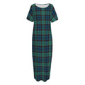 Clan Campbell Tartan Pattern Print Short Sleeve Long Nightdress