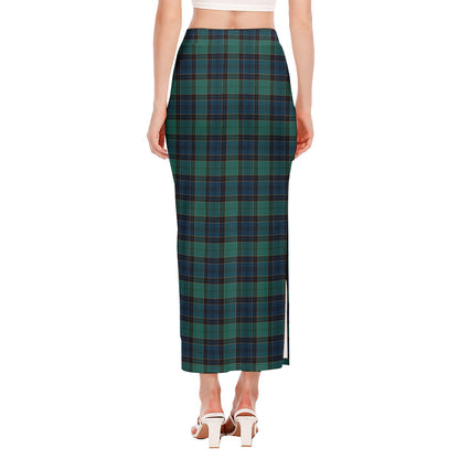 Clan Campbell Tartan Pattern Print Side Slit Maxi Skirt