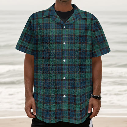 Clan Campbell Tartan Pattern Print Textured Short Sleeve Shirt