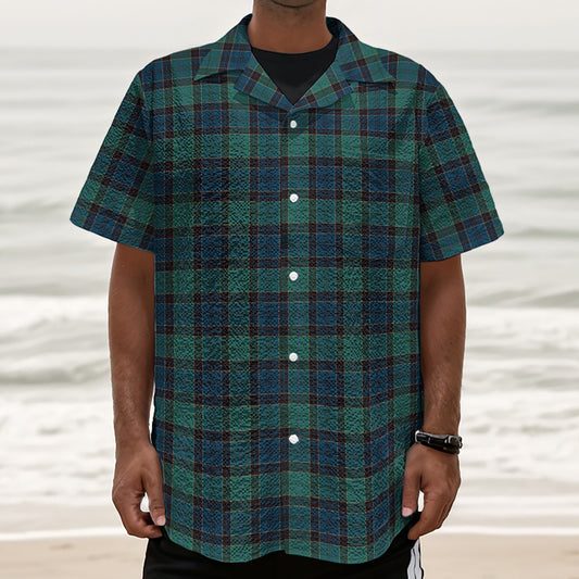Clan Campbell Tartan Pattern Print Textured Short Sleeve Shirt