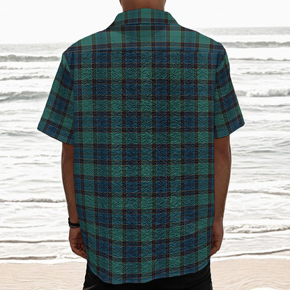 Clan Campbell Tartan Pattern Print Textured Short Sleeve Shirt