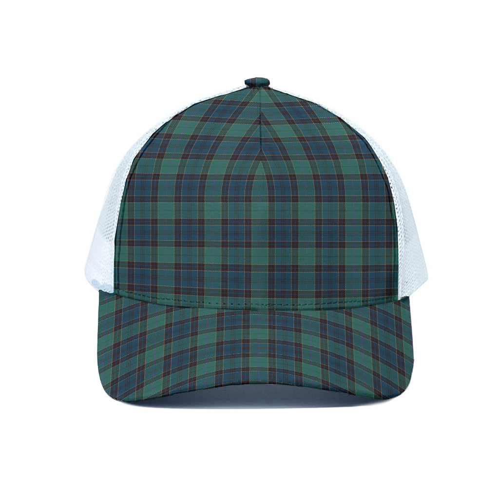 Clan Campbell Tartan Pattern Print White Mesh Trucker Cap
