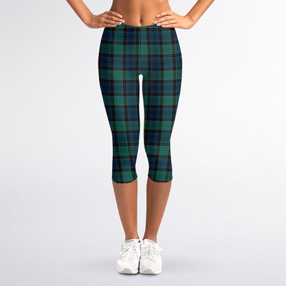Clan Campbell Tartan Pattern Print Women's Capri Leggings