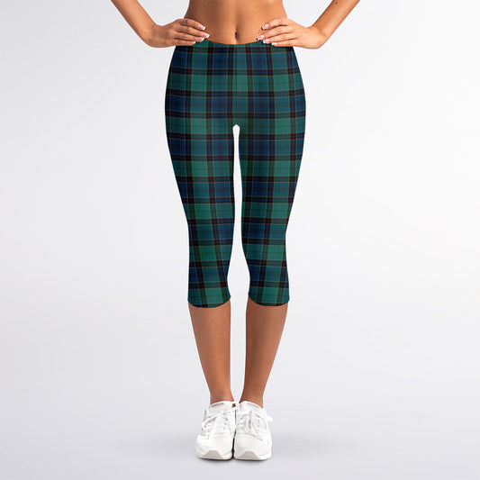Clan Campbell Tartan Pattern Print Women's Capri Leggings
