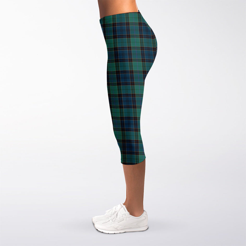 Clan Campbell Tartan Pattern Print Women's Capri Leggings