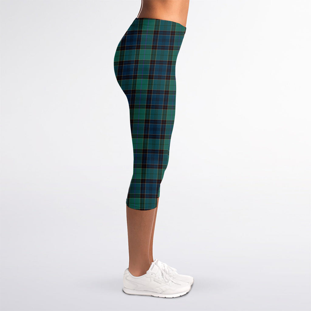 Clan Campbell Tartan Pattern Print Women's Capri Leggings